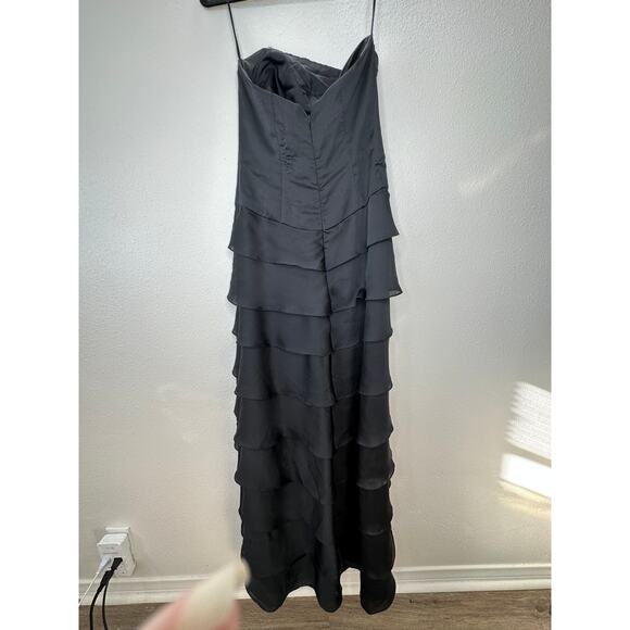 Lazaro Black Sleeveless Corset Boning Tiered Maxi Dress 10 - Picture 8 of 15